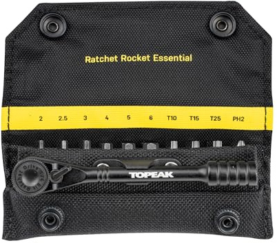 TOPEAK Ratchet Rocket Essential - Leichtes Ratschen-Werkzeugset mit 10 Bits und Tragetasche (Essential - 12 Funktionen)