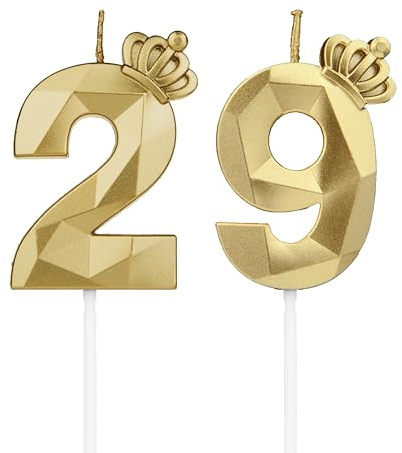DTXLX Gold Krone Zahl 29 Geburtstagskerzen Kuchen Deko | Zahlen, mit, 3D, für, geburtstagsdeko, Kinder, Partys, Hochzeiten, Firmenfeiern, Jubiläen, #29