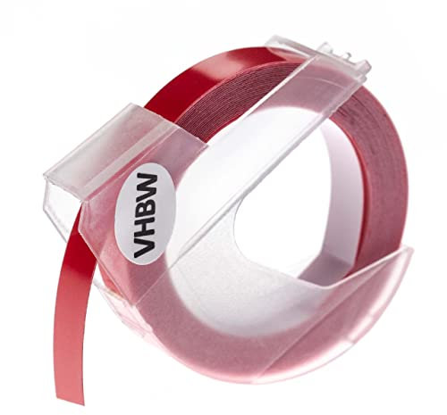 vhbw 3D Prägeband-Schriftband-Kassette kompatibel mit Dymo Omega Home S0717930 Etiketten-Drucker 3m x 9mm Weiß auf Dunkelrosa