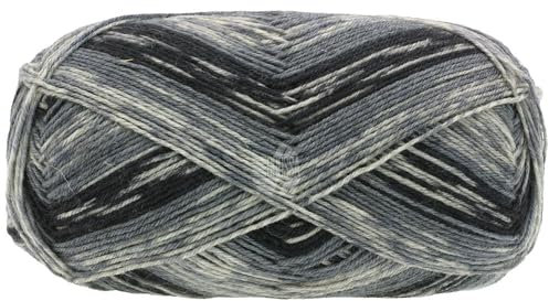 LANA GROSSA Meilenweit 100 Denim Mix | Sockenklassiker, bedruckt und waschmaschinenfest | Handstrickgarn aus 75% Schurwolle & 25% Polyamid | 100g Wolle, Stricken & Häkeln | 420m Garn FB 9640