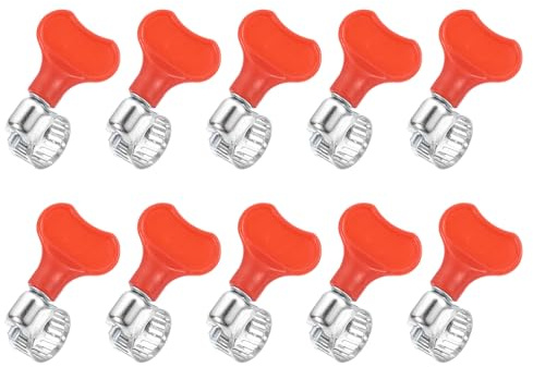 sourcing map 15Pcs Stainless Steel Hose Clamps Worm Gear Hose Clamp, 8-12mm(5/16 to 1/2) Adjustable Thumb Screw Key Type Clamps Fuel Line Clamps 8mm Bandwidth for Plumbing, Red