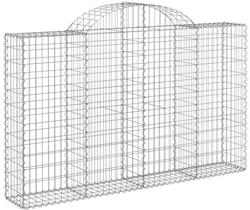 puraday Cesto per gabbioni, 200 x 30 x 120/140 cm, in ferro zincato, struttura stabile, decorazione per esterni, cortile, cortile anteriore, parete per gabbioni rinforzata