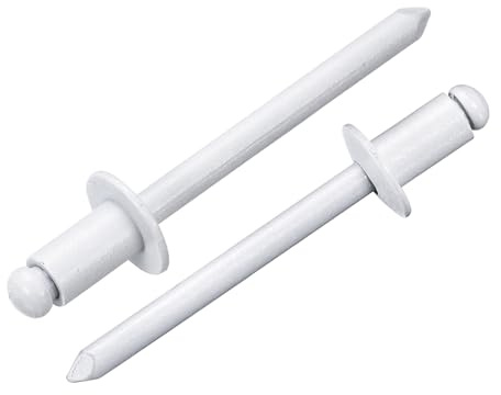 sourcing map Lot de 100 rivets aveugles à tête ronde de 1,9 cm x 1,6 cm, poignée en acier au carbone zingué et capuchon de mandrin, rivets aveugles, blanc