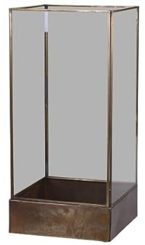 Chic Antique Vitrine aus Glas, antikes Messing, H: 45 cm