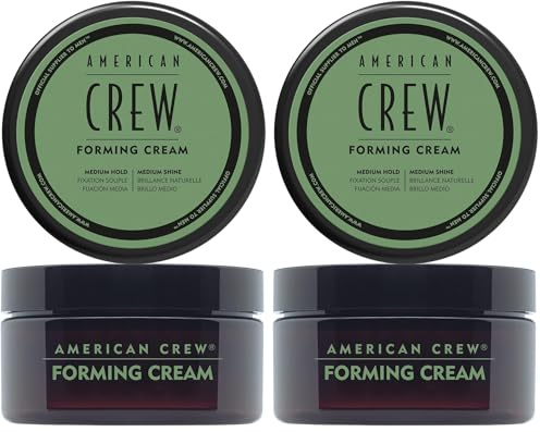 American Crew - Forming Cream, Cera para el Pelo de Hombre, Aporta Fijación y Brillo Medio, Repele la Humedad, Aporta Grosor para un Peinado Intacto, con Aloe Vera - 85 g (Paquete de 2)