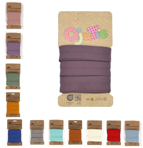 Die Stofftante Jersey Schrägband | vorgefalztes, elastisches Einfassband | aus Baumwoll-Jersey | Coupons á 3 Meter x 20mm (Mauve)
