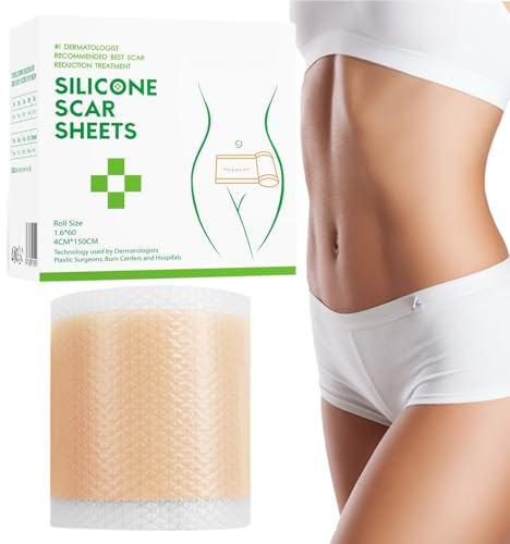 Cerotti Silicone Cicatrici, 4×150cm Silicone Scar Sheets, Mepiforms-Cerotti Cicatrici grados Medico Riutilizzabili, Taglio Cesareo, Interventi Chirurgici, Ustioni, Cheloidi, Delicato Sulla Pelle