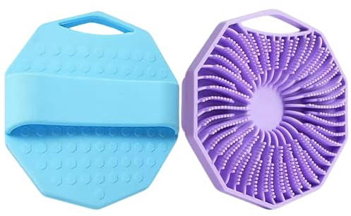2 Pack Silicone Body Scrubber, Soft Silicone Body Shower Scrubber Loofah Brush Set, Non-Slip Handheld Gentle Exfoliator Skin Care Cleansing Massager Shower Brushes for Men Women All Skin Type