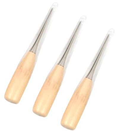 HOMSFOU 3pezzi Punteruolo da Cucito in Legno Massiccio Kit di Strumenti Artigianali per Lavorazione della Pelle Punteruolo Foro Rotondo di Accessori per Cucito Fai da Te per Riparare Tappe