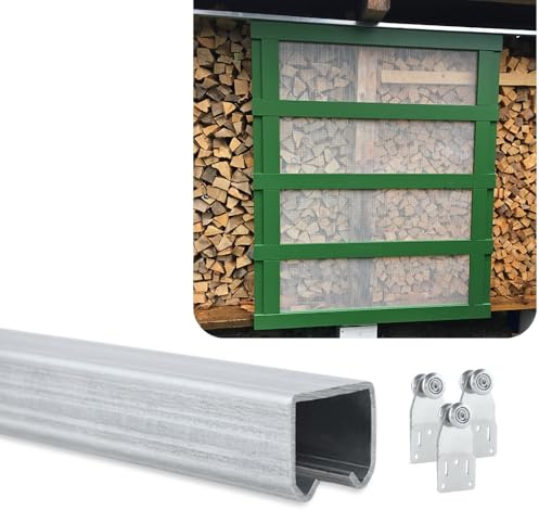 TENDAGGIMANIA Schiebetür Schiene MODULAR aus verzinktem Eisen 600 CM + Laufrollen Schiebetür INKL (jede Laufrolle unterstützt 35kg)- Geeignet für Vorhänge, Schiebetüren, Pavillon Pergolen
