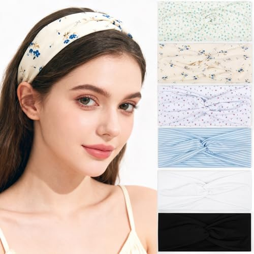 Vesavifaka Stirnband Damen Rutschfest Twist Haarband damen Trendy Mode Haarbänder Weiches Baumwoll Stretch Stirnband für Sport Yoga Laufen Fitness Gym Haar Accessoires