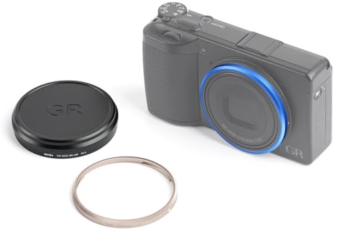NiSi Anelli colorati + copriobiettivo per Ricoh GRIV / GR4 | Include anelli in alluminio blu e grigio, copriobiettivo protettivo