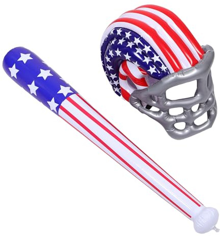 VICASKY Aufblasbares Baseball Spielset mit Usa Flaggen Baseballschläger und PVC Baseballkappe Weiches Sportspielzeug für Karnevals Mitgebsel und Poolparty