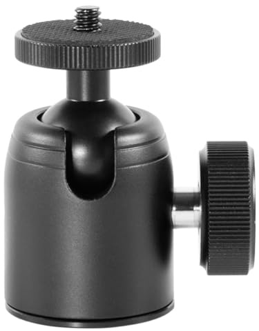 Cabeza Esférica para Trípode 1/4 y 3/8, Aluminio Negro 360° | Montura Fija de 1 Juego, Ajuste Giratorio, Uso Cámara y Proyector, Posición Segura
