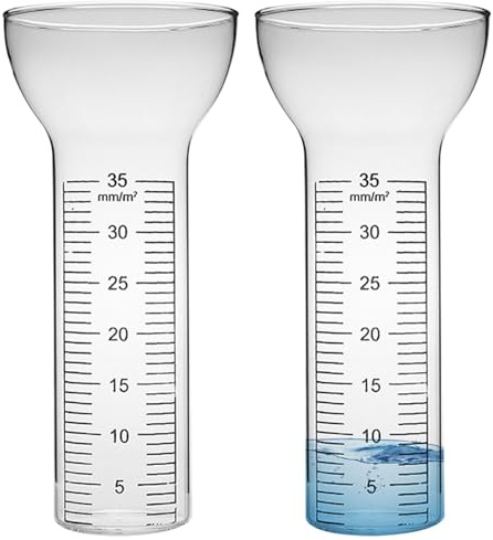 Ameble Tube de Remplacement pour pluviomètre 2 pièces Tube de pluviomètre en Verre résistant au Gel avec échelle Transparente Ouverture en Forme d'entonnoir 35 mm pour la Mesure des précipitations d