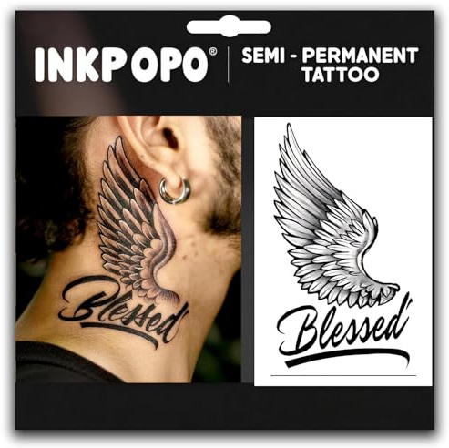 INKPOPO 2 Sheets Crown Semi Permanent Temporary Tattoos for Men & Women - 7-15 Days Long Lasting, Waterproof, Sweatproof, Rub-Proof, Ultra Realistic, Matte, No Adhesive & Residue, Old School 171