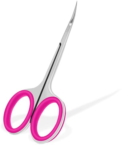 CGBE Forbicine per Cuticole Professionale in Acciaio Inossidabile 420, Forbici per Cuticole con Punta Curva (Rosa)