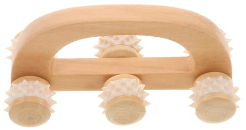 Massaggiatore a Rulli in Legno a Sei Ruote per Mani | Strumento Portatile Blu, Facile da Riporre, per Impiegati in Ufficio, Pratico Uso Quotidiano
