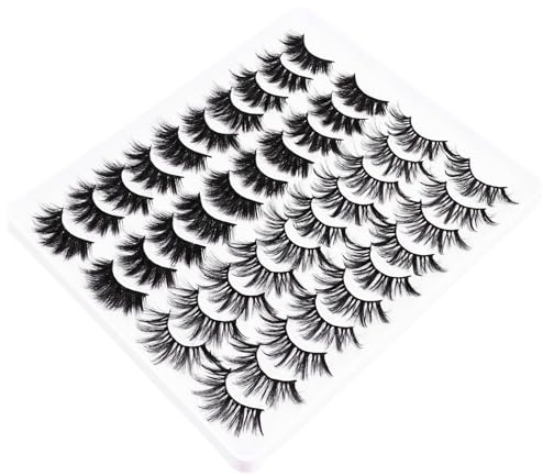 POPETPOP 20 Pairs Artificial Eyelashes Mixed Fake Eyelashes Black Imitation Comfortable to Wear Protects Eyes for Women