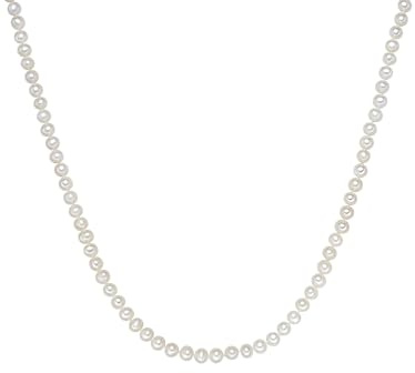 Valero Pearls Damen Perlenhalskette mit Hochwertigen Süßwasser-Zuchtperlen | Perlengröße 5 - 6 mm,Runde Form,weiß,90 cm Lang,Perlenkette,endlos,ohne Verschluss,Halskette,einzeln geknotet,Perlseide