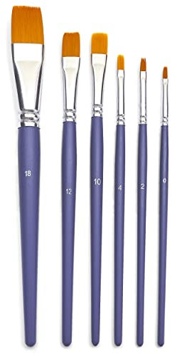 Pébéo 951140 - Set di pennelli a punta piatta in poliammide, confezione da 6, lilla