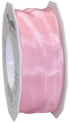 PRÄSENT Lyon Band mit Drahtkante Hellrosa, 25 m Dekoband zum Verzieren & Basteln, 40 mm Breite, leicht biegsames Schleifenband, für Festliche Dekos zu besonderen Anlässen