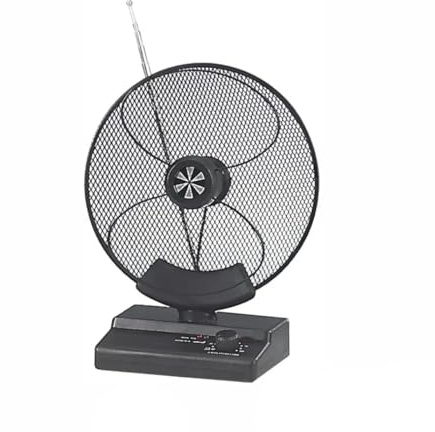 MKC MERCURY Antenna Amplificata da Interno UHF/VHF - Nero, Amplificatore da 36 dB, Ricezione Segnali Radio e TV