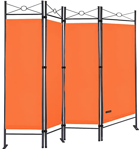 Deuba Separador de Ambientes Lucca 180x163cm 4 Paneles Plegables Pared Divisoria Decoración Biombo Naranja