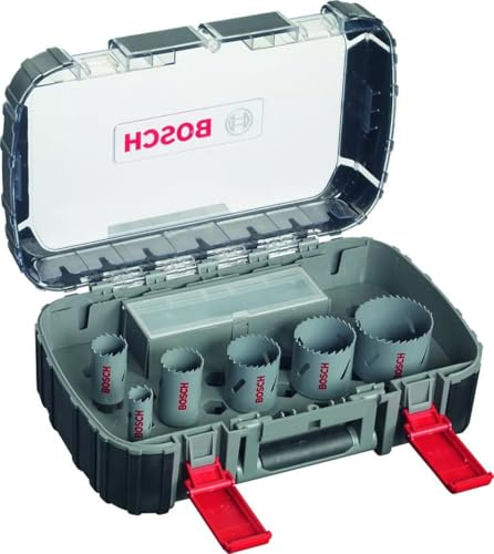 Bosch Accessories Bosch Professional 11-teiliges HSS Bimetall Lochsägen Set (für Metall, Aluminium, rostfreiem Edelstahl, Kunststoffen und Holz, Ø 22–65 mm, Zubehör Bohrmaschine)