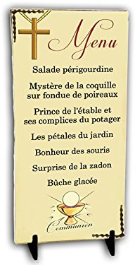 MENU tout en CHOCOLAT thème CALICE couleur ivoire pour baptême mariage communion anniversaire personnalisée avec votre texte