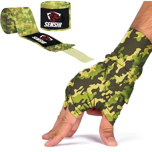 Senshi Japan 2 x 3 m Camo Hand Wrap für Boxen – perfekte Hand Wraps für schwere Tasche benutzen und Innenhandschuh Schutz, ideal für Muay Thai, Kickboxen, Boxen, Sparring, Training, etc..