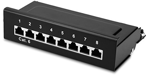 kwmobile Panneau de Brassage 8 Ports Catégorie 6 - Panneau de Distribution pour câbles catégorie 6 avec câble de Terre - avec vis et Chevilles pour Montage au Mur