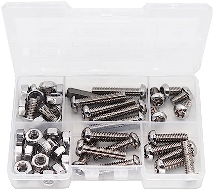 binifiMux 50pcs M6 Pan Head Torx Security Screws Hex Nuts Assortment Kit w T30 Wrench, M6x10mm/12mm/20mm/25mm/30mm, 304 Stainless Steel, Tamper Proof Screws