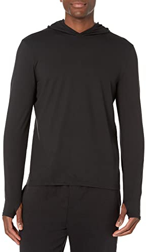 Amazon Essentials Tech Tech - Maglietta da uomo, a maniche lunghe, con cappuccio, taglia S, colore: Nero