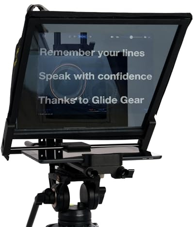 Glide Gear TMP 750 Teleprompter für Videokamera, 43,2 cm (17 Zoll), 70/30 Strahl, mit Hartschalen-Tragetasche