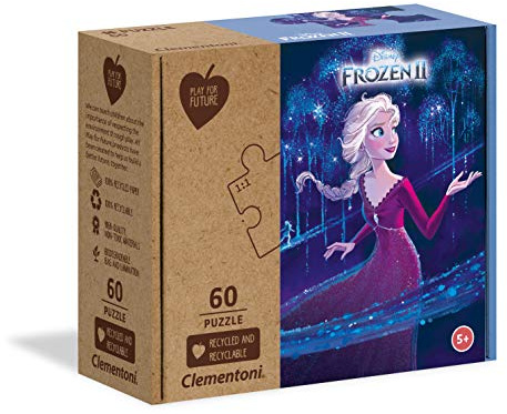 Clementoni 27001 Play for Future Frozen 2 – Puzzle 60 Teile ab 5 Jahren, Kinderpuzzle aus recyceltem & recycelbarem Material, Denkspiel für Kinder