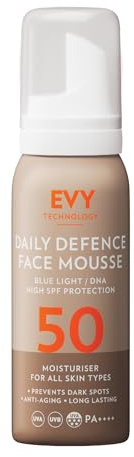 EVY Tagescreme/Gesichtcreme Mousse - mit LSF 50 - Dermatologisch getestet, Anti-Aging, Feuchtigkeitsspendend, Parfümfrei, Vegan