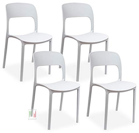 Stil Sedie - Sedie in polipropilene impilabile per interno ed esterno set da 4 pezzi Modello Ariel (Grigio)