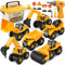 Dreamon Bagger Kinder Spielzeug, Baustellenfahrzeuge Kinder mit Elektro-Drill, Traktor, Sandkasten Bagger Jungen 3 4 5 6 7 Jahren