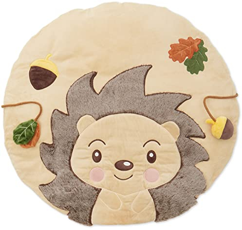 Bieco Baby Krabbeldecke Ø 70 cm | Igel Motiv Activity Decke Baby | Krabbeldecke für Baby | Geeignet für Baby Spielbogen | Plüsch Baby Spielmatte | Spieldecke Baby | Krabbelmatte für Spieltrapez
