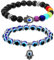 2 Pieces Evil Eye and Hand of Fatima Bracelet - 7 Chakras Stretch Beaded Hamsa Hand Gemstone Good Luck Protection Crystals Healing Stones for Women