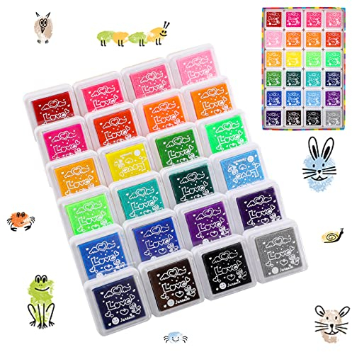 Stempelkissen - Vaktop 24 Farben Stempelkissen Bunt, Abwaschbar Fingerstempel, Ungiftig Stempelkissen Fingerabdruck - für Papier Handwerk Stoff, Scrapbook, Kinder Geburtstags