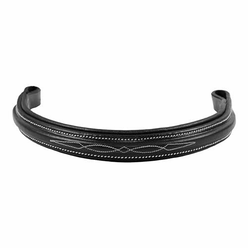 Exion ausgefallen genähtes, quadratisches, erhabenes, gepolstertes, gerades Leder-Stirnband | Stirnbänder für Pferdezaumzeug | Reitstirnband | Größe – Full, Cob, Over, Pony | Farbe - Braun, Schwarz