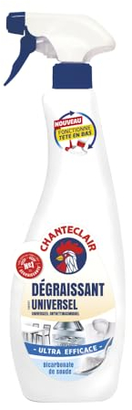 Chanteclair - Spray Dégraissant Bicarbonate, Idéaux sur Tout, Efficaces Partout, Fonctionne Tête en Bas - 600 ml