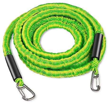 Botepon Bungee Boat Anchor Lines for Beach, Boat, PWC, Jet Ski, Green, 14-50 feet, 2150 lbs Tensile Strength, Stainless Steel Hooks, 2-Pack