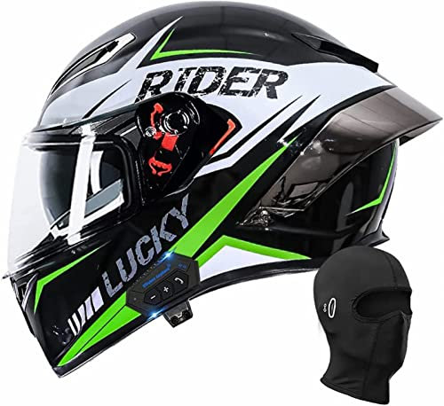 Motorcycle Helmet Bluetooth Full Face, ECE Approved Flip Up Anti-Fog Double Visor Helmet, Street Bike Helmet, Built-in Dual Speaker with Microphone, for Adults Men and Women A,XL