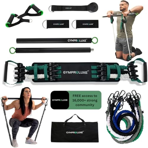 Gymproluxe Original All-in-one Resistance Bands Bar Set - Exercise Band Set for Home Gym - 90KG Resistance Band Set - Multi Gym Fitness Equipment