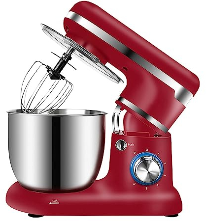 Impastatrice Planetaria Offerta Ciotola 5L Robot da Cucina Mixer Sbattitore Elettrico 6 velocità con di Impulso con K-Beater, Gancio per Pasta, Frusta per Torta, Pastella, Pane, Dessert E Altro (Colo