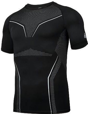 AMZSPORT Maglia Compressione Uomo Magliette a Maniche Corte Maglietta Palestra Running T-Shirt Maglie Sportiva Traspirante, Nero XXL
