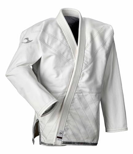 Ju-Sports BJJ Jacke Select Neo Weiß A1L I Jujutsu Anzug für Erwachsene I Kampfanzug mit Lycra-Einsatz im Schulterbereich I Mit Kontrastnähten I 100% Baumwolle